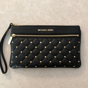 Michael Kors Black Quilt Studded Clutch